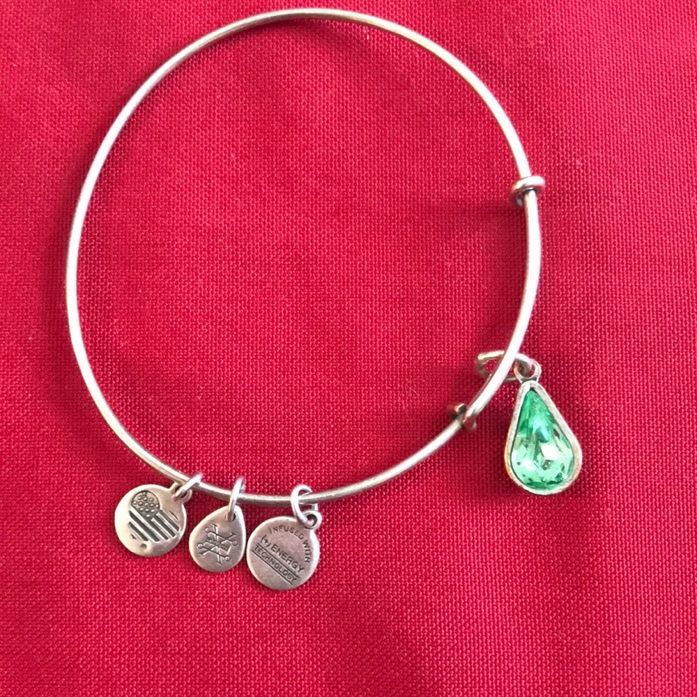 Peridot birthstone teardrop Alex and ani bracelet